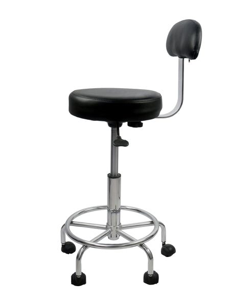 Round Hydraulic Rolling Stool w/ Back Support