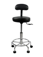Round Hydraulic Rolling Stool w/ Back Support
