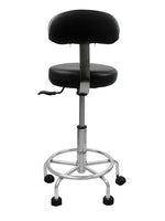 Round Hydraulic Rolling Stool w/ Back Support