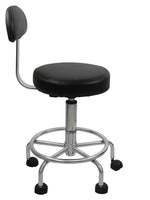 Round Hydraulic Rolling Stool w/ Back Support