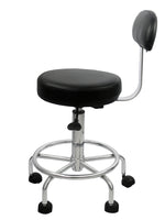 Round Hydraulic Rolling Stool w/ Back Support